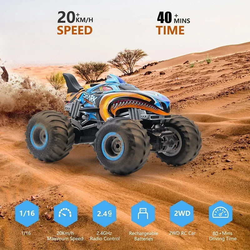 Rc Remote Control Monster Truck Off Road 4x4 Shark Digger Rock Crawler Drift Car