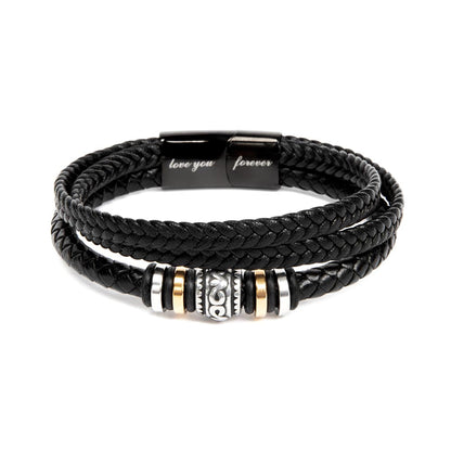 To My Son - Love You Forever Bracelet | Braided Leather with Magnetic Clasp & LED Light Gift Box from Mom & Dad