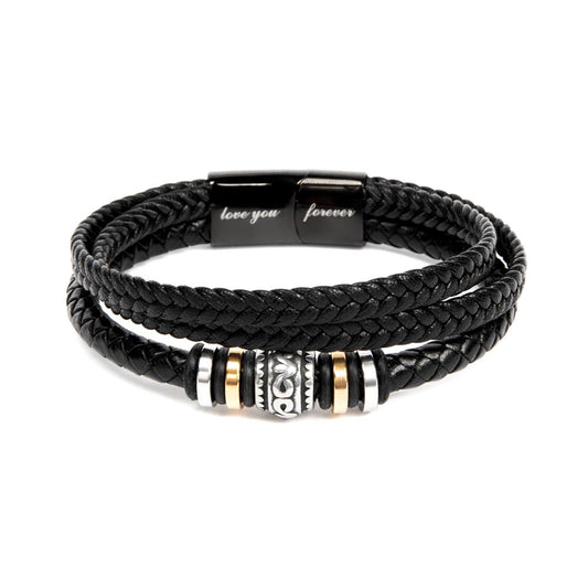 To My Grandson - Love You Forever Bracelet | Braided Leather with Magnetic Clasp & LED Light Gift