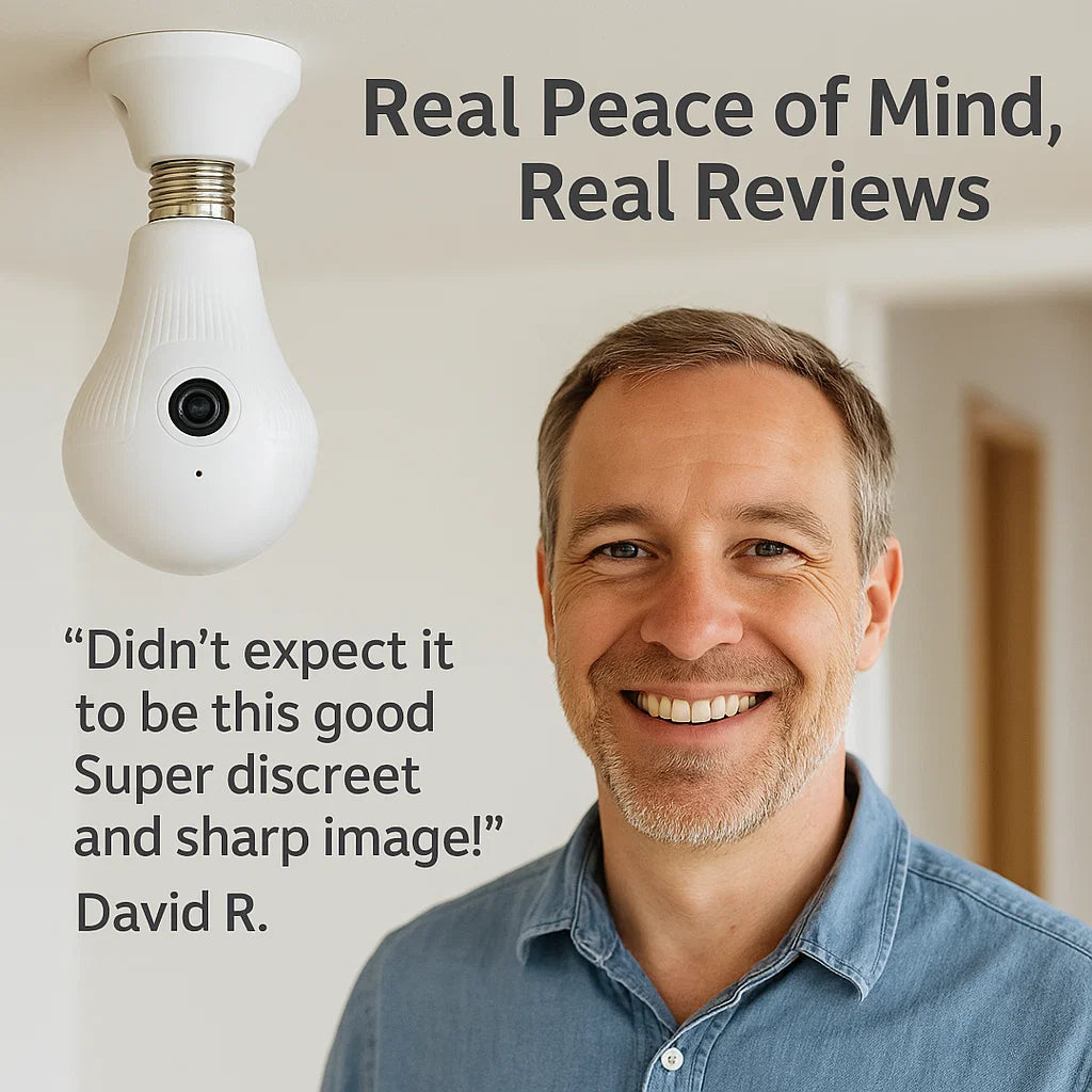 Light Bulb Security Camera | 360° Panoramic, WiFi Enabled with Night Vision for Home Surveillance