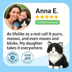 Lifelike Black and White Plush Cat | Soft, Handmade Companion for Seniors, Dementia Care & Non Robotic Pet Alternatives