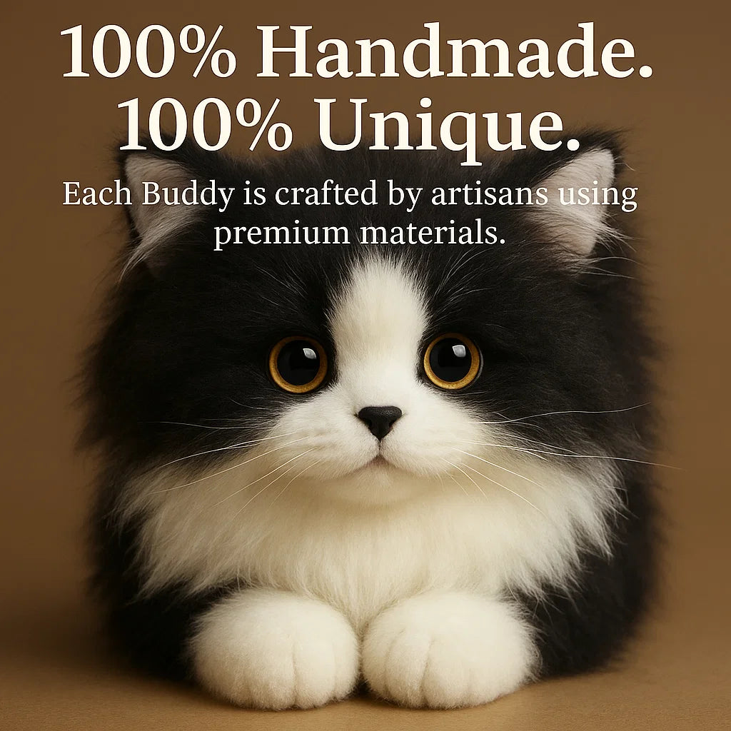 Lifelike Black and White Plush Cat | Soft, Handmade Companion for Seniors, Dementia Care & Non Robotic Pet Alternatives