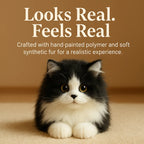 Lifelike Black and White Plush Cat | Soft, Handmade Companion for Seniors, Dementia Care & Non Robotic Pet Alternatives