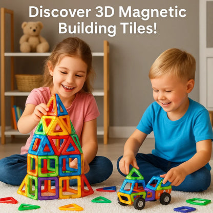 Magnetic Building Blocks - Creative Magnetic Tiles for Kids - STEM Learning Toy - 3D Construction Set