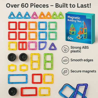 Magnetic Building Blocks - Creative Magnetic Tiles for Kids - STEM Learning Toy - 3D Construction Set
