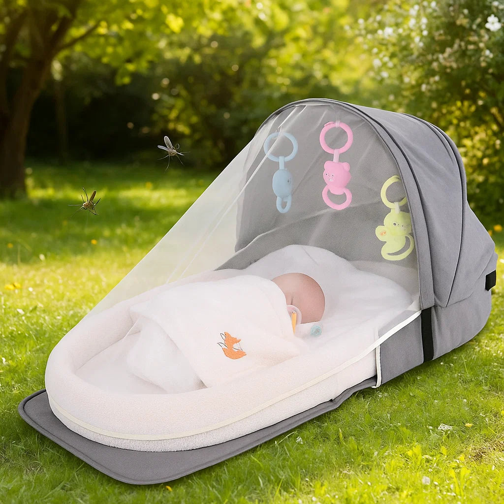 Baby Travel Cot with Mosquito Net | Lightweight, Portable & Ideal for Travel, Visits & Outdoor Use
