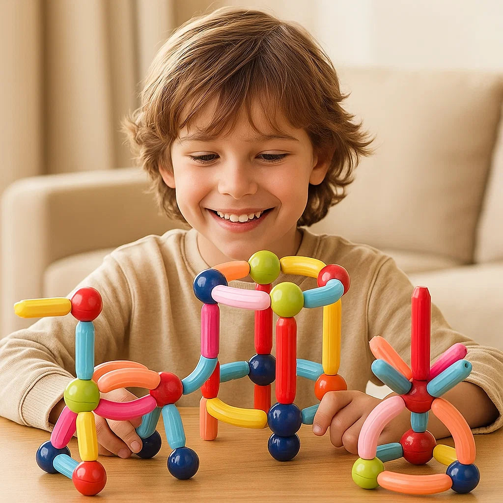 Magnetic Building Set for Kids | Colorful STEM Playing Magnets for Creativity, Cognitive Development & Collaborative Play