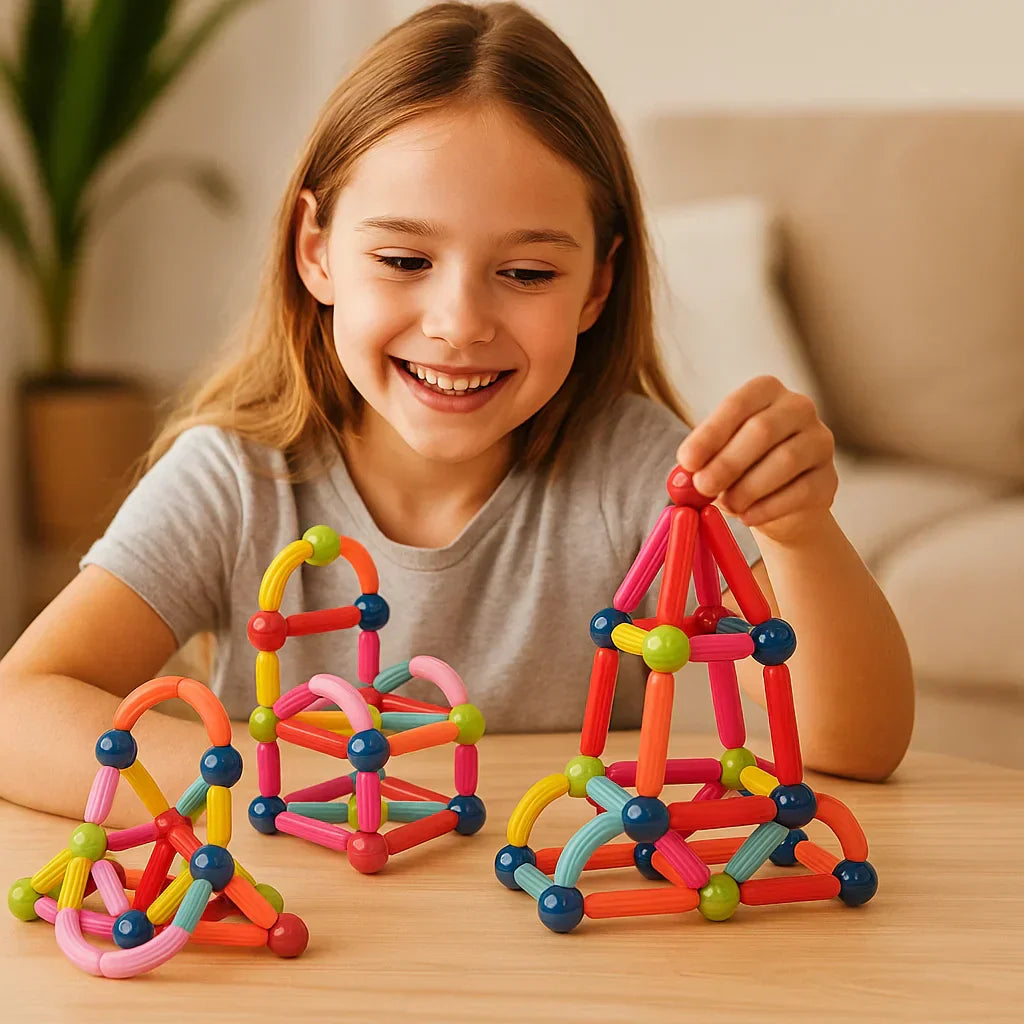 Magnetic Building Set for Kids | Colorful STEM Playing Magnets for Creativity, Cognitive Development & Collaborative Play