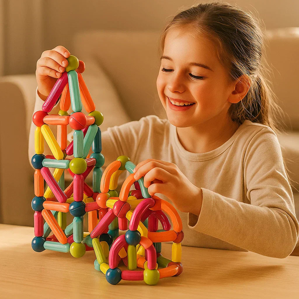 Magnetic Building Set for Kids | Colorful STEM Playing Magnets for Creativity, Cognitive Development & Collaborative Play