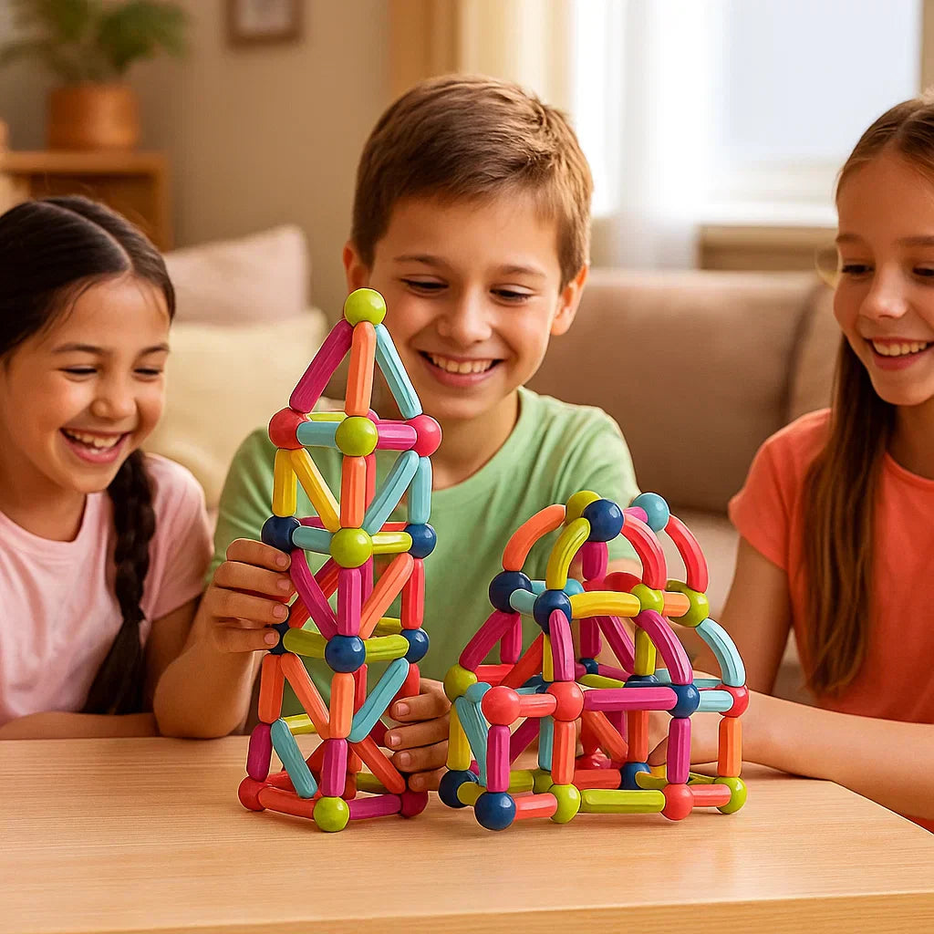 Magnetic Building Set for Kids | Colorful STEM Playing Magnets for Creativity, Cognitive Development & Collaborative Play