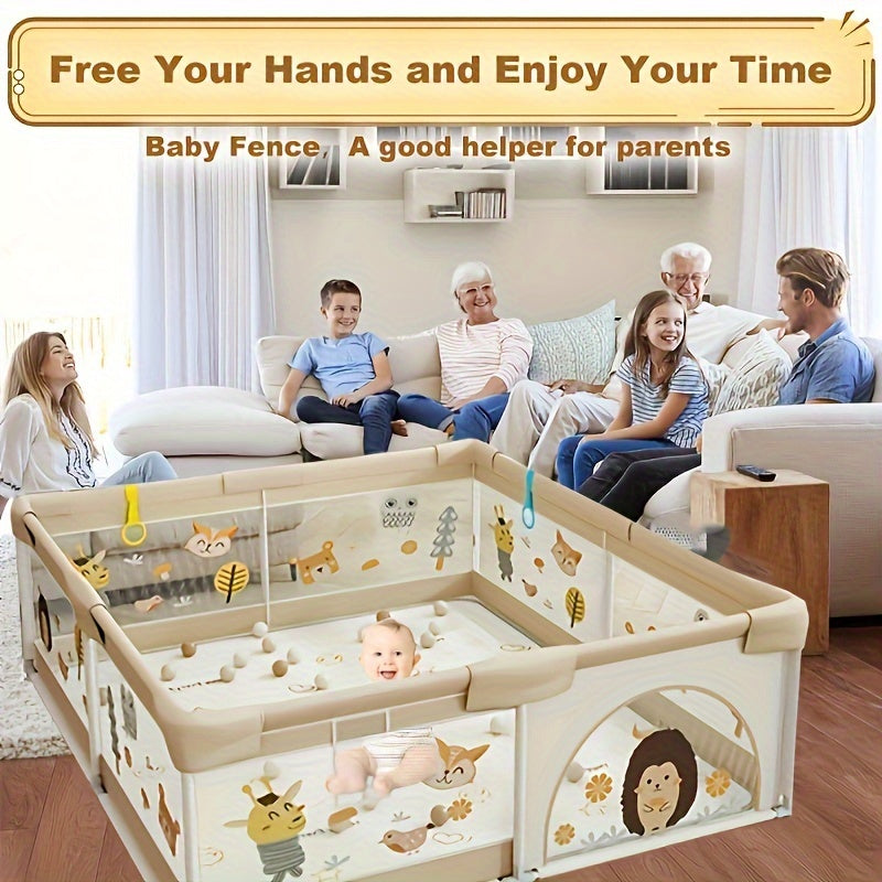 Baby Playpen | Soft, Durable & Colorful Animal Print Fence for Safe Indoor and Outdoor Play