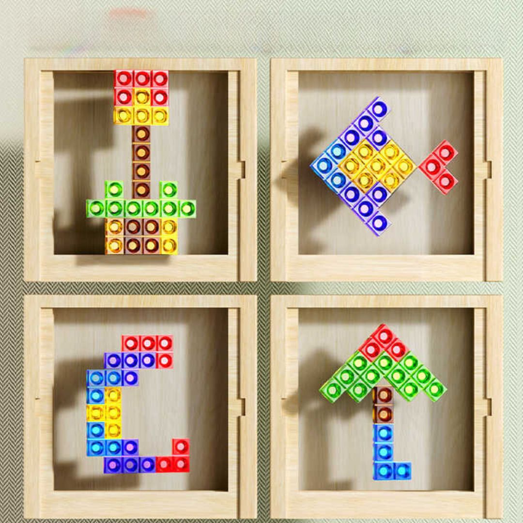 Wooden Tetris Game | Sustainable Design with Colorful Pieces for Family Fun and Cognitive Skill Development
