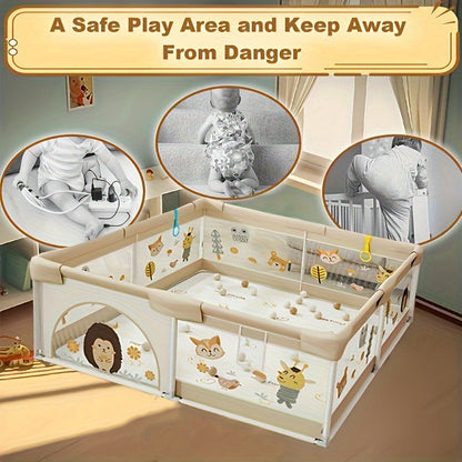 Baby Playpen | Soft, Durable & Colorful Animal Print Fence for Safe Indoor and Outdoor Play