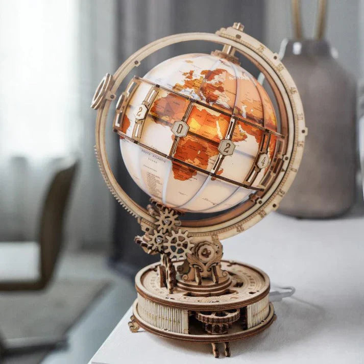 3D Wooden Globe Puzzle 3D Lamp | Creative, Educational & Fun for Kids and Adults