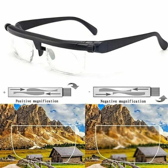 Adjustable Focus Glasses with Self Adjusting Zoom Eyeglasses for Near and Far Vision | Magnifying Lenses for Reading