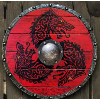 Double Ravens Personalized Viking Shield | Battleworn Design for Home Decor & Collectors