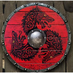 Double Ravens Personalized Viking Shield | Battleworn Design for Home Decor & Collectors