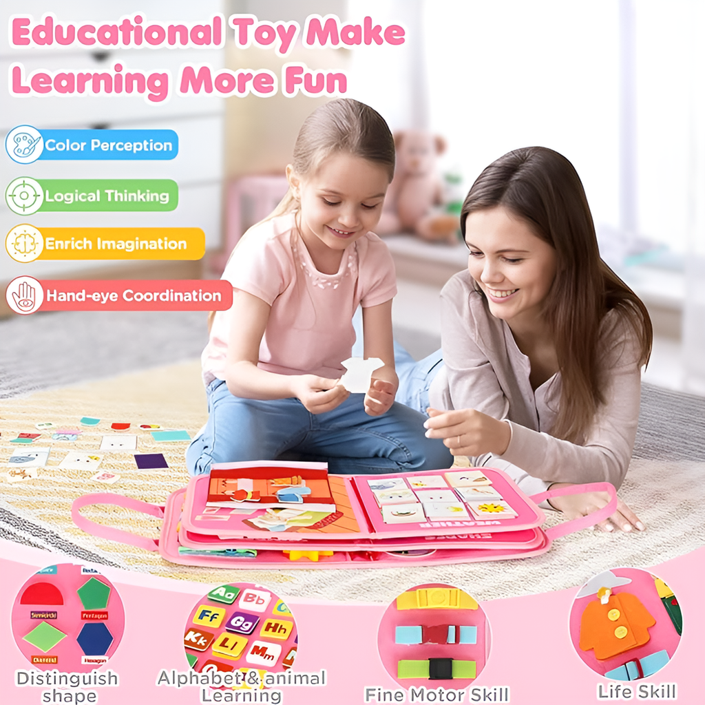 Montessori Travel Busy Board | Interactive, Educational & Portable for Toddlers Aged 3+