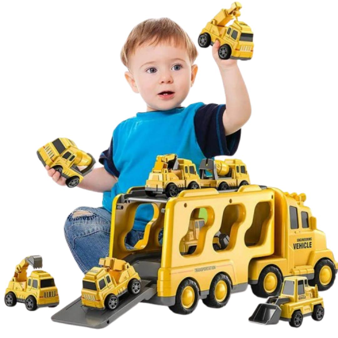 Toy Truck Set with Lights and Sounds | Interactive, Space-Saving Playset for Kids Aged 3+