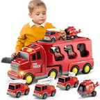 Toy Truck Set with Lights and Sounds | Interactive, Space-Saving Playset for Kids Aged 3+