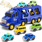 Toy Truck Set with Lights and Sounds | Interactive, Space-Saving Playset for Kids Aged 3+