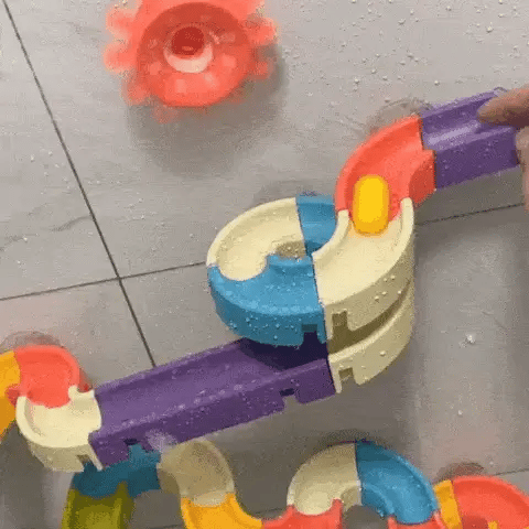 Sensory Bath Toy for Toddlers – Duck Slide Water Track with Moving Ducks for Fun Cause-and-Effect Play