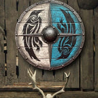 Double Ravens Personalized Viking Shield | Battleworn Design for Home Decor & Collectors
