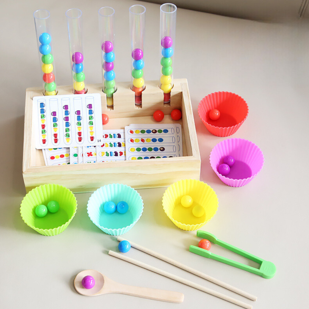Montessori Wooden Bead Sorting Game | Eco-Friendly, Interactive Learning Tool for Early Childhood Development