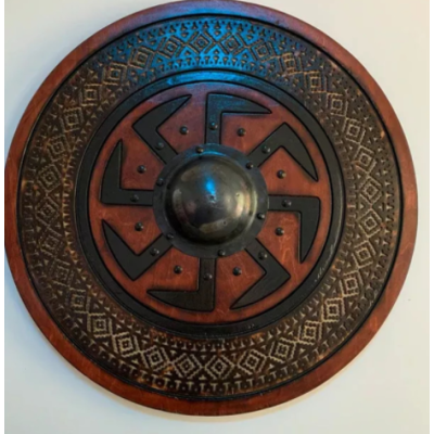 Double Ravens Personalized Viking Shield | Battleworn Design for Home Decor & Collectors