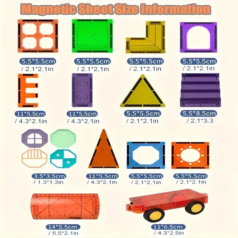 Magnetic Building Blocks Set | LED Lighting & STEM Toy for Creative Track Design and Problem Solving Skills