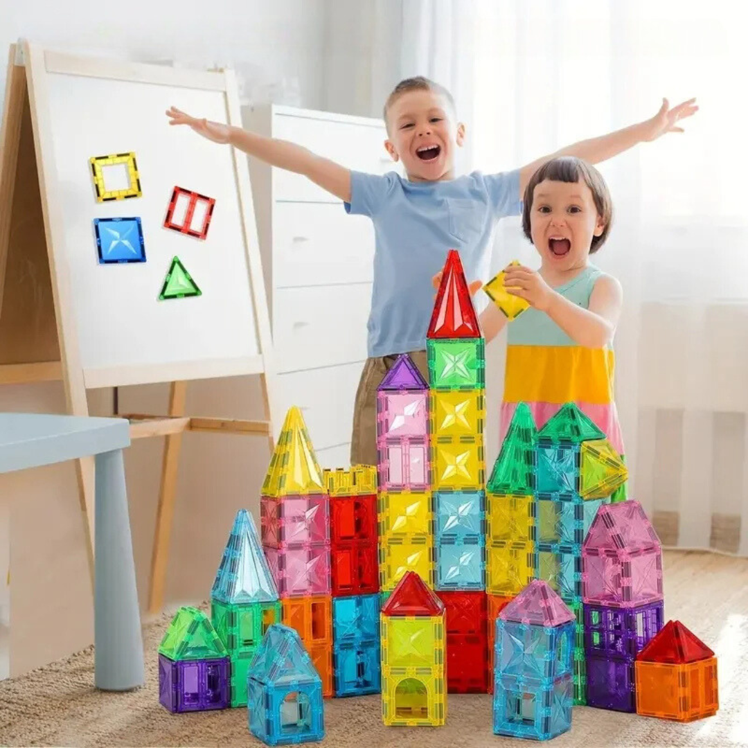 Dreamscape™ | Magnet Building Blocks Set | 100 Colorful Magnetic Tiles for Creative Play & STEM Learning