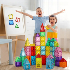 Magnetic Building Blocks Set for Kids - 100 Colorful Pieces for Creative STEM Learning and Imaginative Play