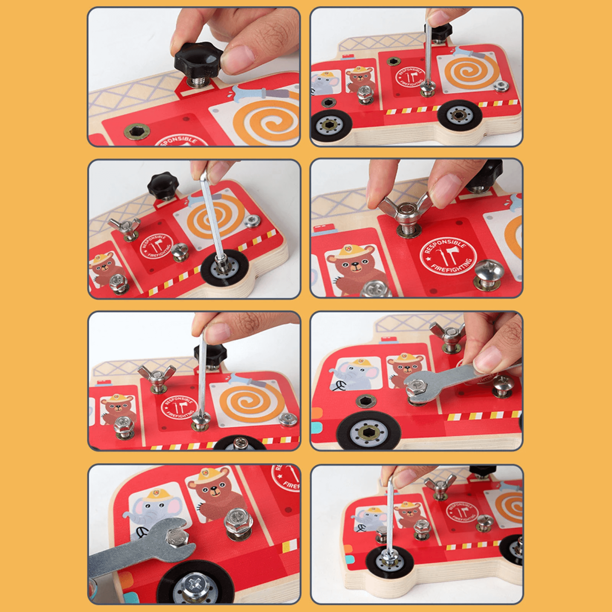 Montessori Screwdriver Wooden Board  Kids and Toddlers, Waldorf Sensory Bin Toys  Set for 3 4 5 Year Old