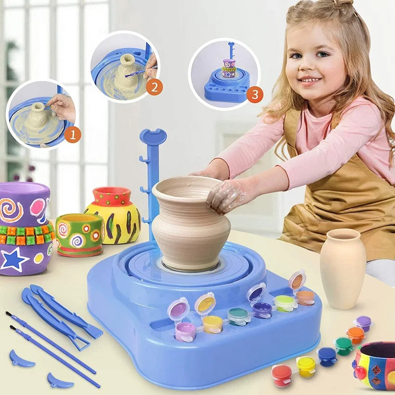 Mini Pottery Studio for Kids | Electric Pottery Wheel Craft Kit – Ideal Gift for 6–10 Year Old Girls & Boys