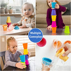 Rainbow Stacking Cups - Stacking Game for Kids - Colourful Cup Stacking Toy - Educational Playset for Toddlers