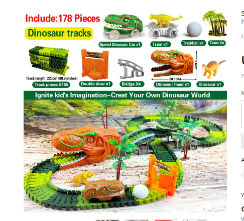 Racing Dinosaur Train Set | Non-Toxic, Creative Track Builder for Kids Aged 3+ and Perfect for Parties