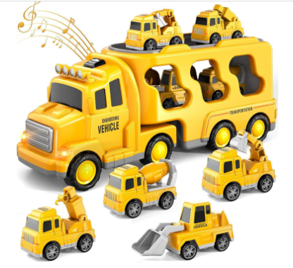Toy Truck Set with Lights and Sounds | Interactive, Space-Saving Playset for Kids Aged 3+