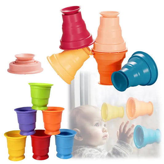 Rainbow Stacking Cups - Stacking Game for Kids - Colourful Cup Stacking Toy - Educational Playset for Toddlers