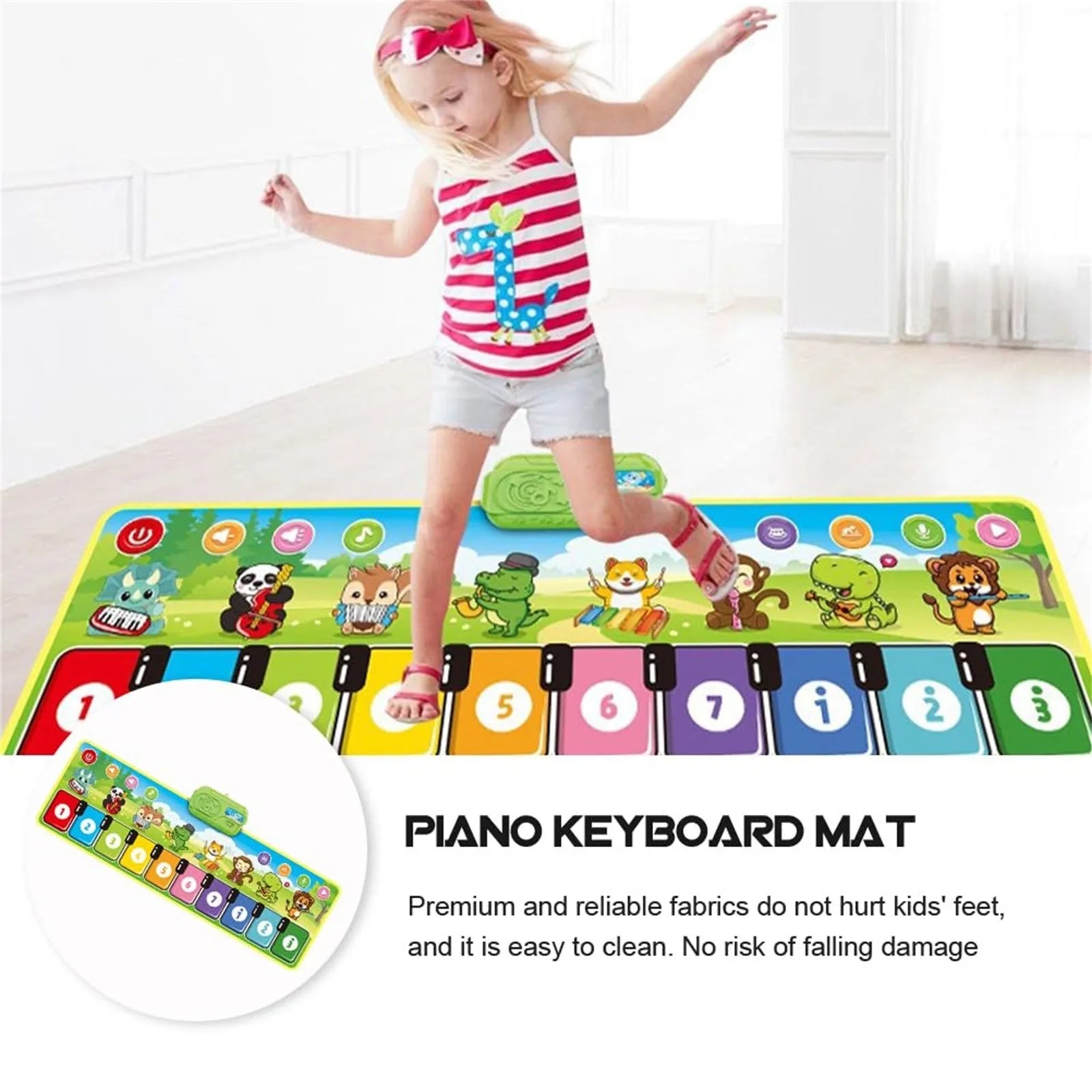 Interactive Piano Mat Musical Toy for Kids - Touch Sensitive Game Cushion