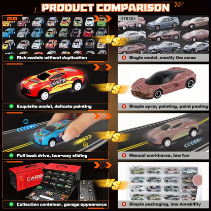 Racing Car Play Set | 48 Durable Cars for Creative Races and Educational Play for Children 3+