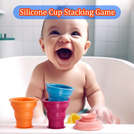 Rainbow Stacking Cups - Stacking Game for Kids - Colourful Cup Stacking Toy - Educational Playset for Toddlers