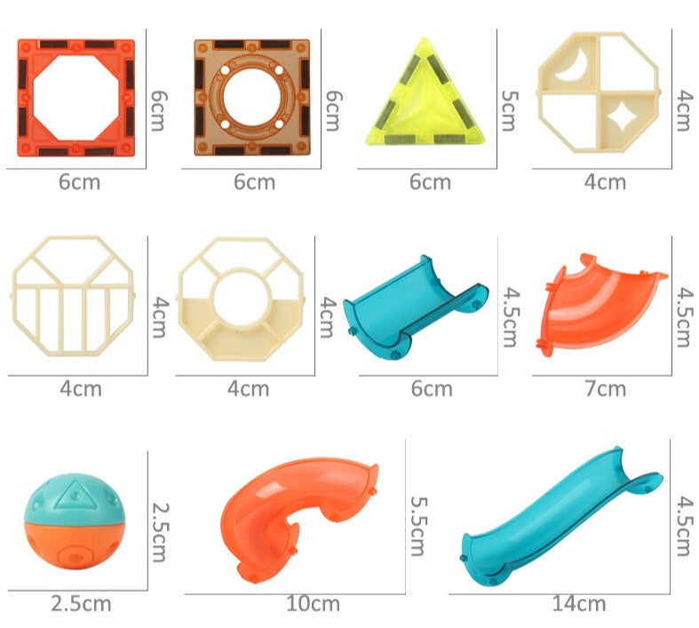 DIY Magnetic Magna Tiles Marble Run Track Wheel Building Toys Educational Toys for 6 Years Old