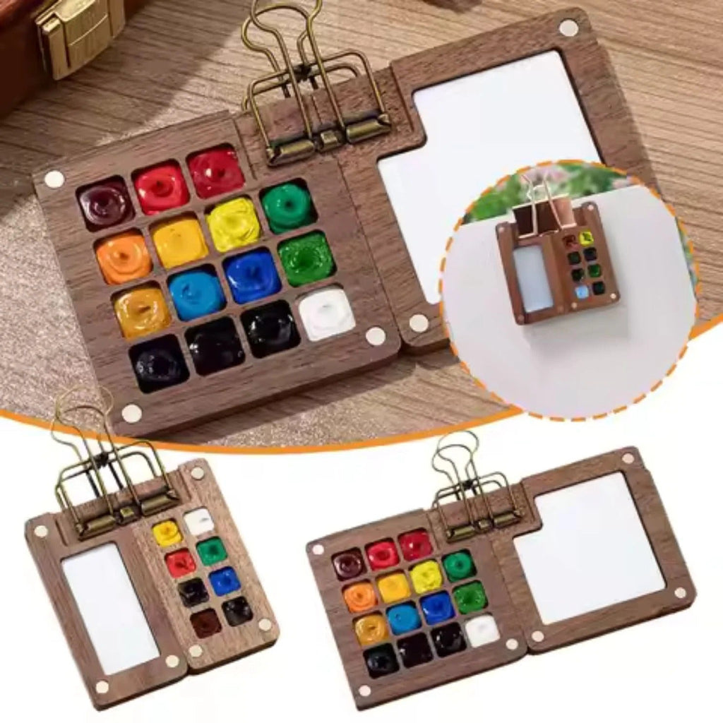 Creative Pocket Watercolour Set | Ultra-Compact with 12 Colours & Water Tank Brush for On-the-Go Painting