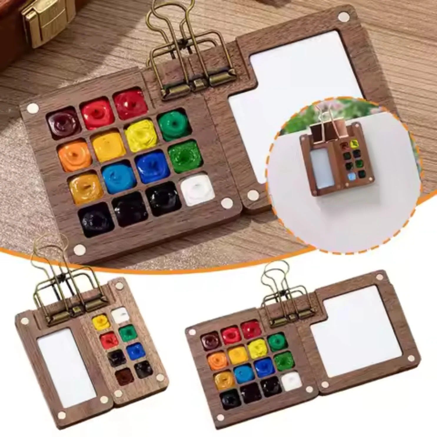 Creative Pocket Watercolour Set | Ultra-Compact with 12 Colours & Water Tank Brush for On-the-Go Painting