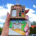 Creative Pocket Watercolour Set | Ultra-Compact with 12 Colours & Water Tank Brush for On-the-Go Painting