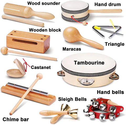 Montessori Wooden Music Instruments Set | Non-Toxic, Safe & Fun for Kids Aged 3+ to Boost Rhythm and Creativity