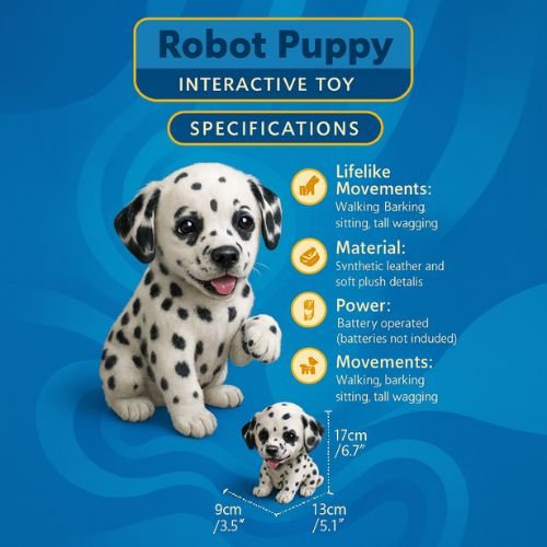 Robot Dalmatian Puppy – Realistic Interactive Robot Dog Toy | Walking, Barking, Touch-Response & AI Tricks for Kids & Adults