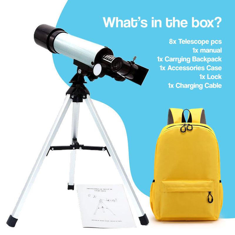 Kids 50mm Refractor Telescope | Easy to Use, Packable & Ideal for Stargazing and Backyard Exploration for Ages 7+