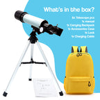 Kids 50mm Refractor Telescope | Easy to Use, Packable & Ideal for Stargazing and Backyard Exploration for Ages 7+