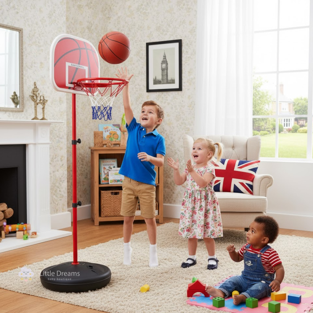 Adjustable Childrens Basketball Net Hoop Stand | Height Adjustable, Stable Base & Portable for Indoor and Outdoor Play